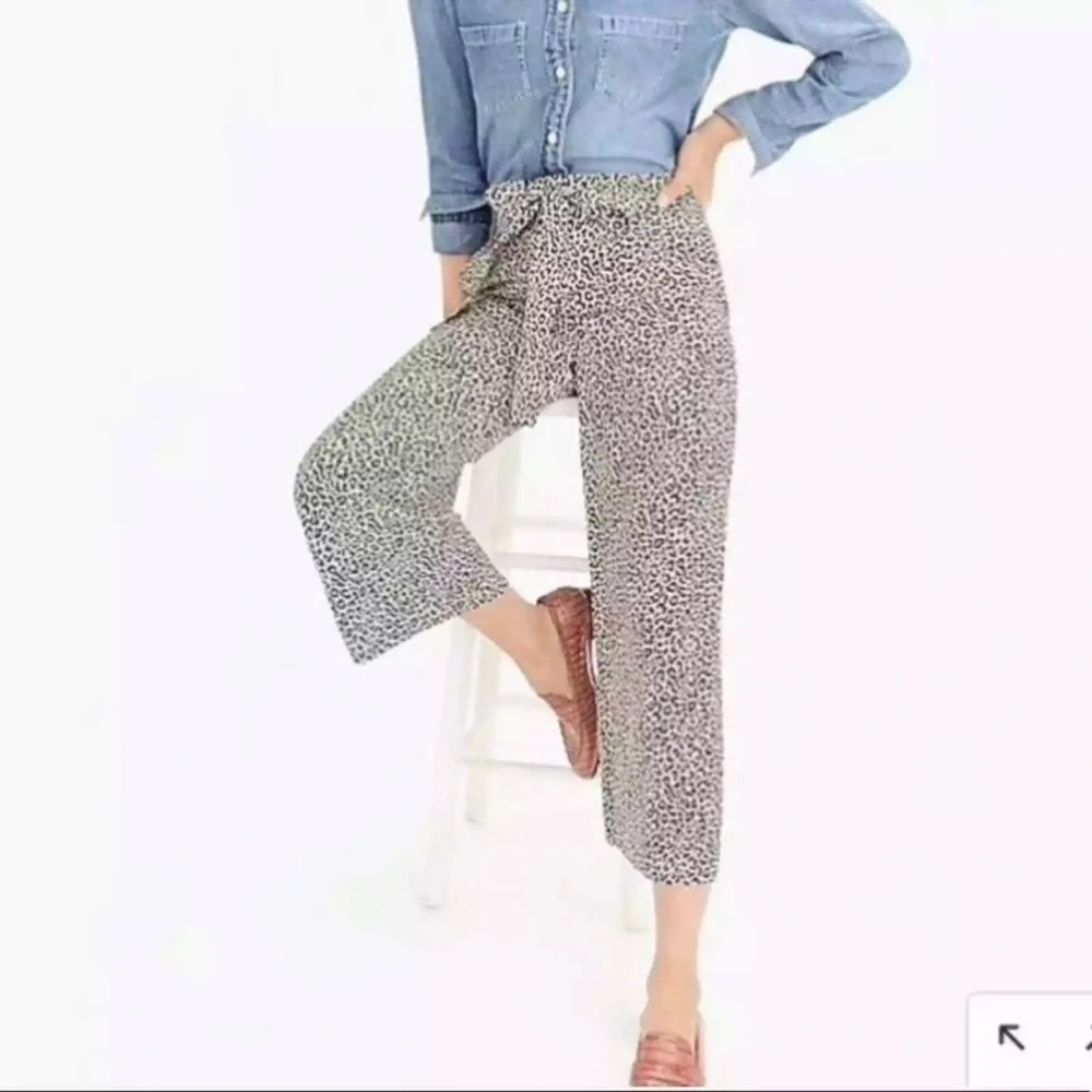 J. Crew Wide-leg cropped pant in leopard-print silk